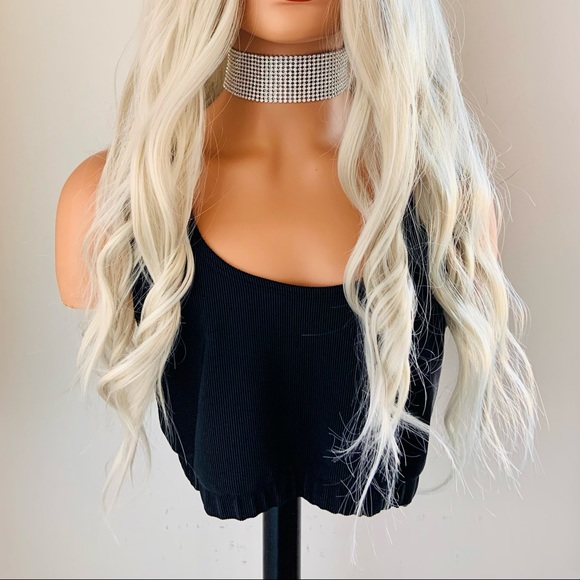 22” Ombre Platinum “Put On & Go” Premium Fiber Wig - Picture 5 of 12